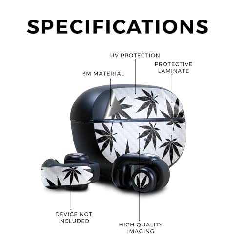 Image of Carbon Fiber Skin Compatible with Bose Ultra Open Earbuds - Pot Leaves Black - Premium 3M Vinyl Protective Wrap Decal Cover - Easy to Apply | Crafted in The USA by MightySkins
