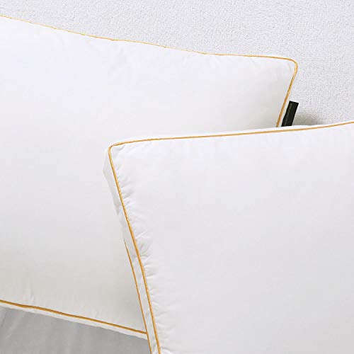 Downluxe Premium Down Feather Pillow - 2 Pack Gusseted Bed Pillow For Sleeping With Soft 100% Downproof Cotton Shell, Queen Size #TOP3