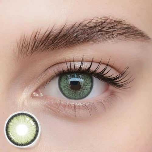 Freshlens Grüne Kontaktlinsen ohne Stärke Natürliche Jahreslinsen hellgrün mit weichem Farbverlauf Strahlender Green Eyes Effekt 14.5 mm Dawn Green