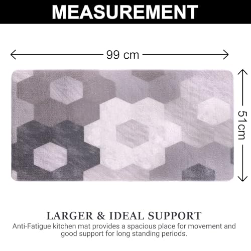Image of Luxe Home Cuba PVC Door Mats Loop Utillity Anti Fatigue - Geometric - Cushioned, Non Slip, Washable - Indoor Outdoor Mats for Home, Kitchen, Garage More (51x99 cm)