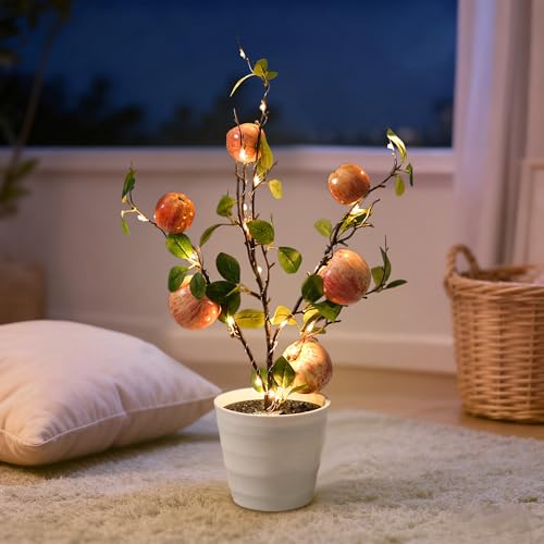 Image of Artificial Apple Tree Lamp Night Light,Apple Lamp for Home Shop Cafe Wedding Decor, Gifts for Women Mom Grandma Girlfriend on Birthday Christmas Valentines Mothers Day