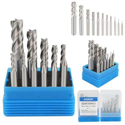 Image of EndMills 4 Flutes HSS-AL CNC Router Bit Cutting Tool Set 1.0-12mm for Steel Wood Aluminum Milling Cutter