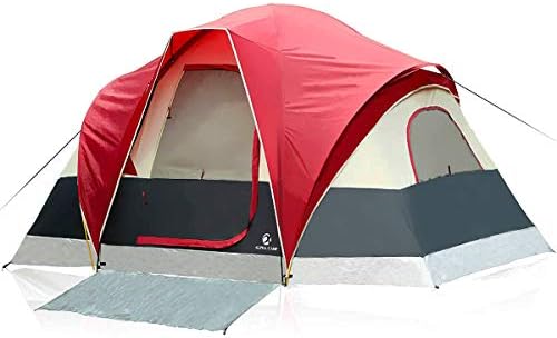 Alpha Camp 6 Person Tent Extended Dome Tent for Camping Waterproof with Rainfly and Carry Bag - 12' x 10'