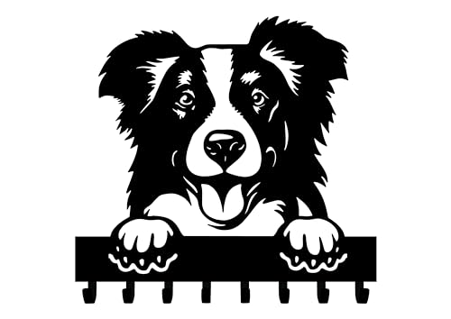 Portachiavi da Muro a forma di cane con 8 ganci, Appendichiavi da Parete moderno per Ingresso, Cucina, Idea Regalo, Arredamento Casa, Porta guinzaglio cane da parete (Border Collie)