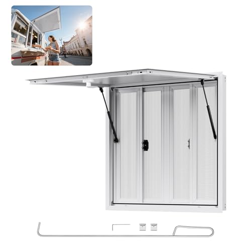 VEVOR Concession Window, Aluminum Alloy Frame Service Window for Food Truck, Up to 85 Degrees Stand Serving Window with Awning Door and Drag Hook (4 left&right sliding windows, 36x36in)
