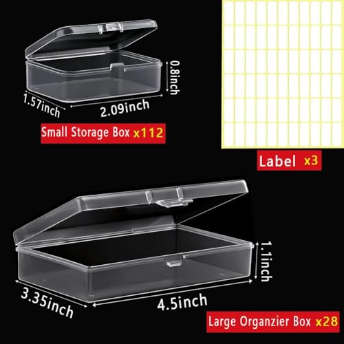 Image of Bead storage container,140pcs Transparent Plastic Storage Containers Different Sizes,Crayon Box, Small Item Management Box And Labels,DIY Jewelry Craft Nails, Bracelets, Jewelry, Diamonds, 4.5x3.3x1.1