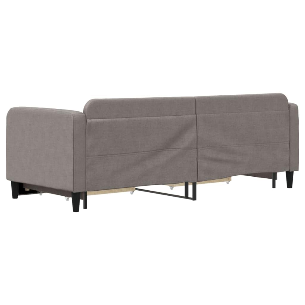 Tkanina rozkładana z szufladami do salonu i sypialni taupe 80x200 cm | Sofa rozsuwana z szufladami taupe 80x200 cm tkanina, rozkładana wersalka z pojemnikiem, kanapa z funkcją spania do salonu i