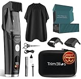 TrimBliss Vacuum Beard Trimmer for Men – Rechargeable Trimmer with Vacuum, Titanium Blade, Adjustable Comb, Waterproof Cordless Hair Clippers & Beard Kit for No-Mess Grooming