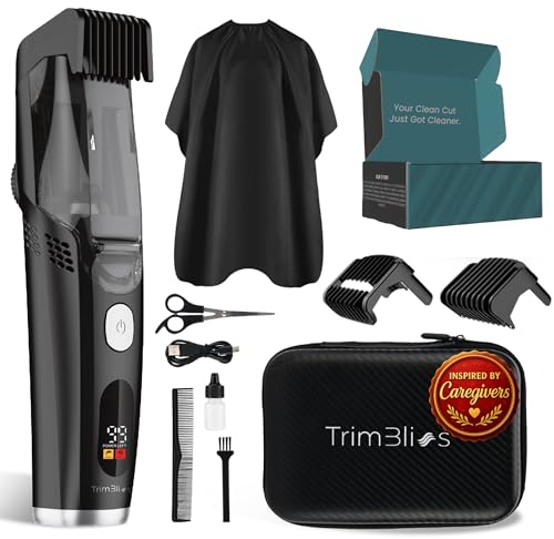 TrimBliss Vacuum Beard Trimmer for Men – Rechargeable Trimmer with