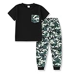 Klyatpxoen Teen Boy Clothes Size 7 8 T Youth Teen Camo Clothes 2 Pcs Short Sleeve Tees Pants Spring Spring Boys Outfits Set (7-8Y)