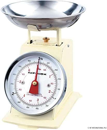 Cream 3kg Stainless Steel Analogue Retro Traditional Kitchen Weighing Scales