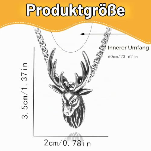 LONZIKP Trachtenkette Damen Oktoberfest Schmuck mit Hirsch Anhänger Dirndlkette Antik Silber als Dirndlschmuck und Accessoire für Frauen