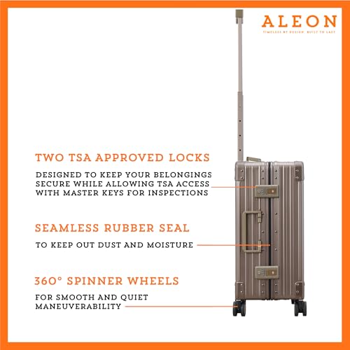 All Aluminum Lightweight Carry-On Luggage - Hardside Carry-On Suitcase, TSA Approved, Hard Shell Suitcase for Travel, Airline Approved 21 Inch Hard Spinner Wheels Luggage (Bronze)4