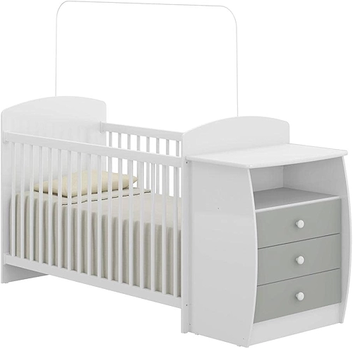 Berço Cômoda para Colchão 60 x 130 cm Rafael Multimóveis Fg0516 Branco/cinza