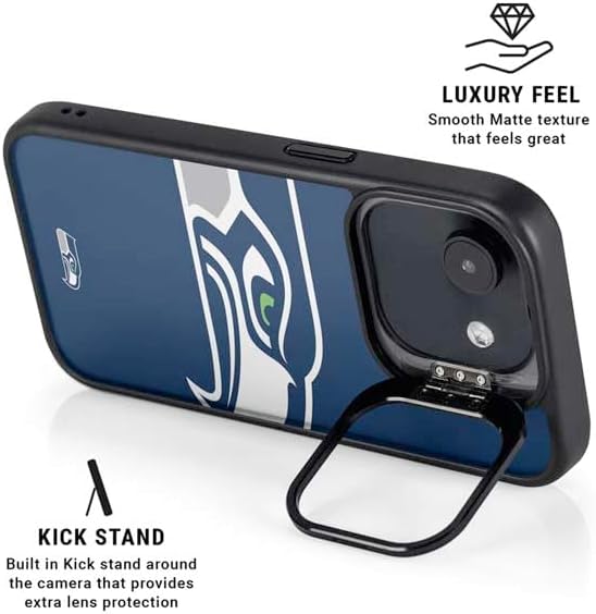 Skinit Kickstand Phone Case Compatible with iPhone 16e - Officially Licensed NFL Seattle Seahawks Large Logo Design