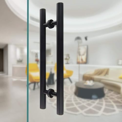 Poignée de porte en acier inoxydable noir robuste 60 cm bureau - 5