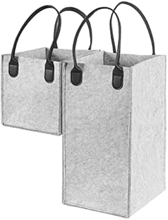 Niktule L-Shape Stair Basket Organizer, Stair Basket, Foldable Felt Storage Baskets with Leather Handles for Clothes Toys Household Items