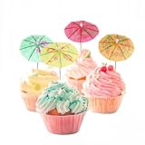 Umbrella Cake Topper, Cocktail Umbrella Picks, Drink Umbrellas, Hawaiian Cupcake Toppers for Birthday Party Cake Decorations Supplies (50 Pieces)