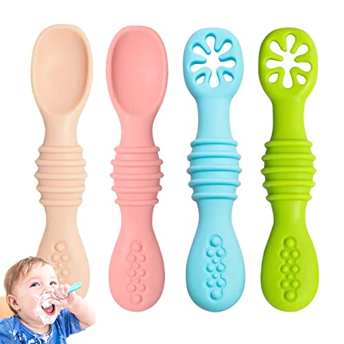 Dilightnews Cuillère Bébé, Cuillère en Silicone pour Bébé, Cuillere Bebe Apprentissage Lot, Cuillères Bébé Apprentissage, Ustensiles d'Alimentation en Silicone Souple Pour Les Bébés Cover