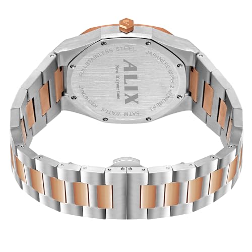 Image of ALIX AL2912 Round Dial Stainless Steel Bracelet Band Water Resistant Wrist Analog Watch for Man