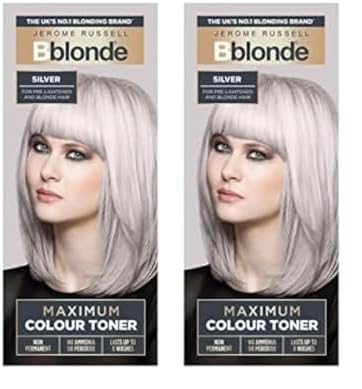 Jerome RussellBblonde Maximum Colour Silver Toner - Non Permanent Hair Toner for Pre Lightened & Naturally Blonde Hair, Silver Hair Dye with No Ammonia or Peroxide, Lasts up to 8 Washes, 75ml