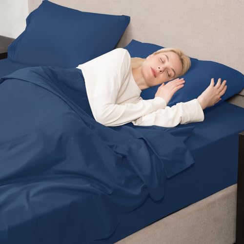 Image of Mejoroom Navy Duvet Cover Full - Bedding Sets Full - Soft and Breathable Comforter Cover with Zipper Closure, 3Pieces, 1 Duvet Cover (80x90) and 2 Pillow Cases(20x26)