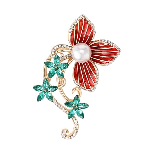 Image of Rhinestone Flower Brooch 18K Gold Plated Flower Floral Brooch Elegant Pearl Lapel Pin Costume Jewelry Thanksgiving Day Birthday Wedding Gifts for Mom Wife