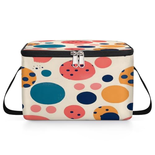 GzLeyigou Abstract Dot Lunch Bags for Women Men 9 Cans, Hot & Cold Food Delivery Bag Insulated Grocery Bag Insulated Lunch Box Dots Cooler Bag for Office Work Picnic Beach