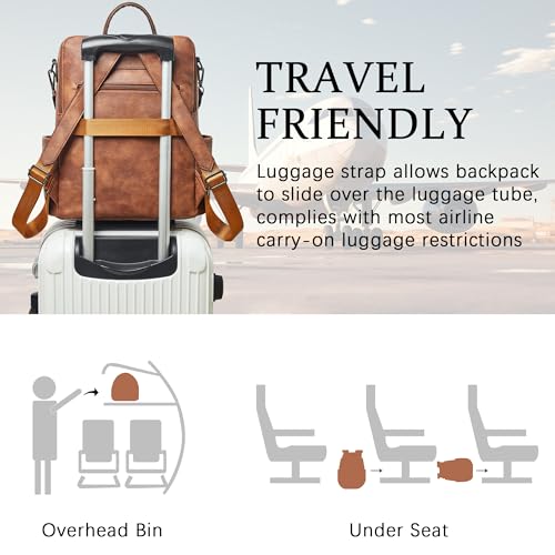 Image of Shrrie Vegan Leather Laptop Backpack for Women 15.6 inch Work Backpack Fashion Travel Backpack Purse for Travel College Work