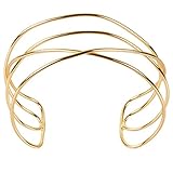 Abstract Line Choker Sculptural Cuff Style Outline Hollow Choker Plated Gold Necklace
