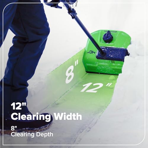 Image of Greenworks 40V 12in Brushless Snow Shovel with LED Light, Directional Chute Control, and Enclosed Battery Cover with 4.0Ah Non-USB Battery and 2A Single Port Charger