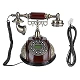 Retro FSK/DTMF Landline Telephone with Pause & Redial Function, Non-Slip Mat, Adjustable Receiver, Vintage Design for Home & Office Decor