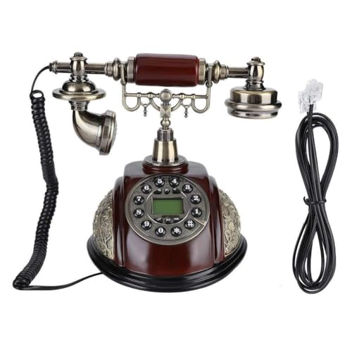 Retro FSK/DTMF Landline Telephone with Pause & Redial Function, Non-Slip Mat, Adjustable Receiver, Vintage Design for Home & Office Decor