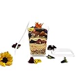Home Baking Supplies for Dessert (50 pack) Premium 5.7oz Super Clear Plastic Dessert Cups with Mini Spoons and Secure Snap-On Lids - Parfait Appetizer Cup Small Serving Bowl by HallGEMs