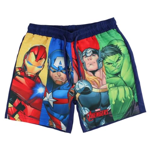 Marvel Avengers Jungen Badeshorts Badeanzug Schwimmhose Badehose Schnelltrocknend Trunks Atmungsaktiv 110/116 122/128 134/140 (DE/NL/SE/PL, Numerisch, 134, 140, Regular, blau)