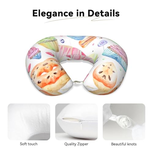 Oreiller de voyage mousse mémoire forme coussin cervical avion muffins donuts