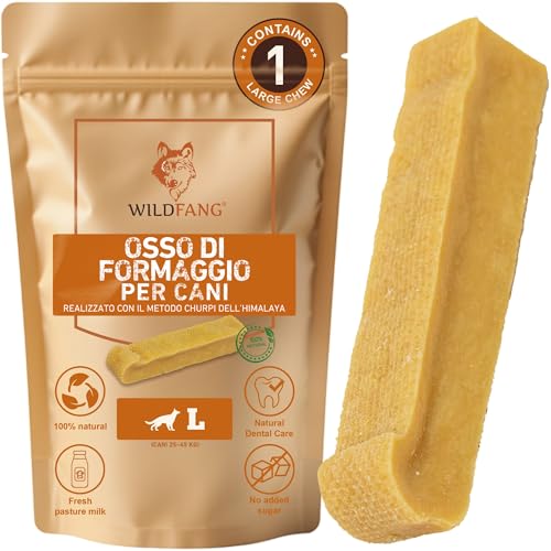 Wildfang® Yak Chews, Grande per Cani 25–45 kg – Snack Dentale, Durezza come il Formaggio Himalayano, Stile Churpi, Premi per Cani e Addestramento Cuccioli, Circa 101 g, Confezione da 1
