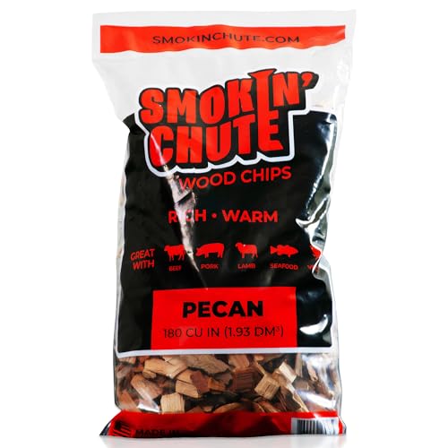 Smoking Chute Pecan Wood Chips - Rich & Warm Flavor - Perfect for Smoker Grills - No Soaking Needed - Made in USA