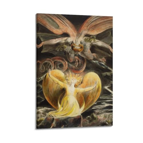 William Blake Le grand dragon rouge poster de peinture mystique pour créer un salon artistique