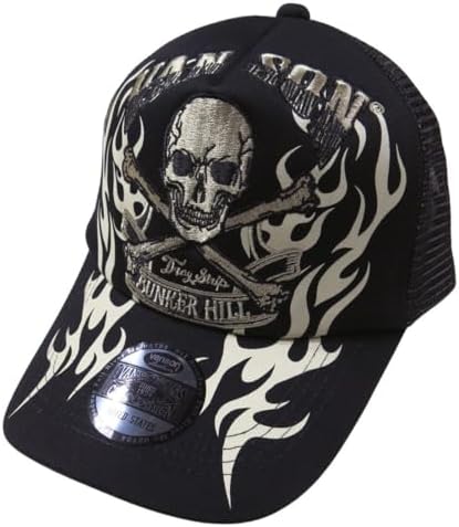 Amazon | [バンソン] スカル クロスボーン刺繍 ツイル地 メッシュ