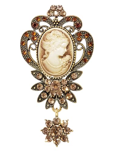 Image of MINACHI Vintage Victorian Design Queen's Cameo Antique Wedding Brooch Pin, Jewelry Gift for Women