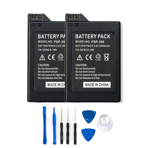 BORSCELLOR Lot de 2 batteries rechargeables 1800 mAh de rechange pour PSP 1000 PSP-110 PSP Fat Console 1001, 1002, 1003, 1004, 1005, 1006, 1007, 1008, 1010