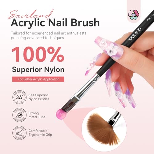 Saviland SA0188-NEW 5Pcs Acrylic Nail Brush Set - Size 4/6/8/10/12 Acrylic Nail Brushes thumb #1