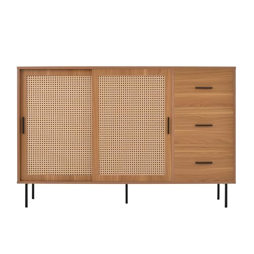 Aparador natural de ratán de 140 cm armario de almacenamiento buffet 8