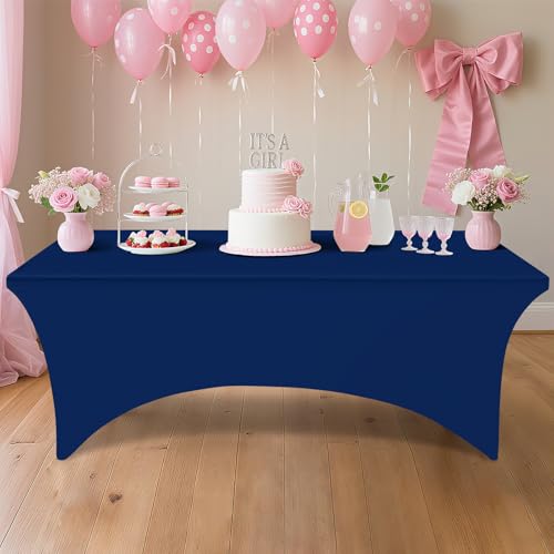 Smiry 2 Pack Spandex Table Cloth 5FT, Elastic Fitted Stretch Tablecloths, Washable and Wrinkle Free Rectangular Patio Table Cover for Outdoor, Wedding, Banquet & Parties (Navy, 60Lx30Wx30H Inch) by Smiry - Used condition - Image 7