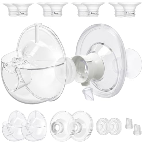 Image of Two Replacement Collection Cup Sets Compatible with Momcozy M5 Breast Pump, 24mm Collection Cups with 15/17/19/21mm Flange Inserts Kit, Complete Pump Parts for M5 Only