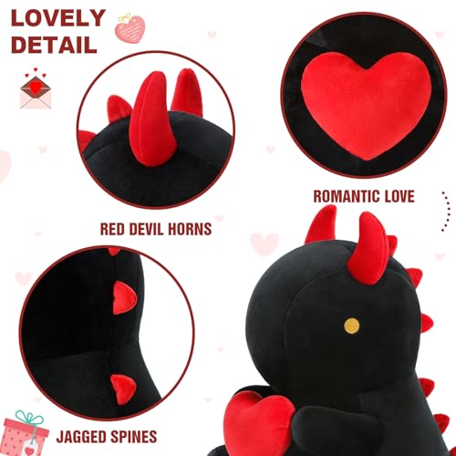 shownicer Plüschtier Dinosaurier Kuscheltier Dino Stofftier Kawaii Dinosaurier Plüsch Kissen Spielzeug Geschenk für Valentinstag Freundin Mädchen Kinder 3+ Jahre (Valentinstag, 30cm)