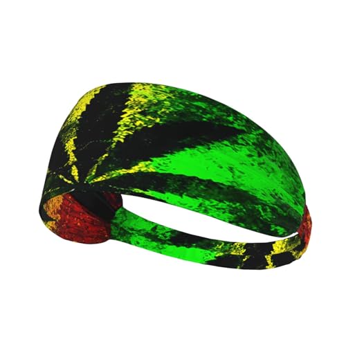 Bandeaux De Sport Feuille De Mauvaises Herbes Rasta Reggae Bandana Accessoire Hygroscopique Bandana Extensible Respirant Bandeau Cheveux, pour Gym, Fitness,...