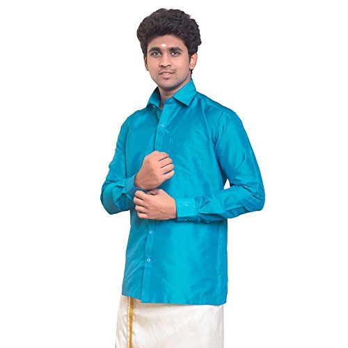 Image of THANGAMAGAN Men's Regular Fit Shirt (TF0050140DSBE Deep Sky Blue 40)