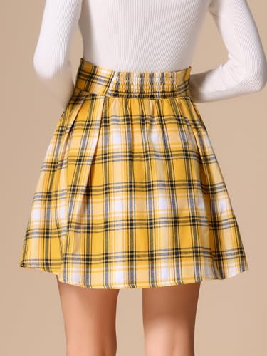 Allegra K Plaid Mini Skirt for Women's Tartan A-Line Buffalo Vintage Pleated Skirts3